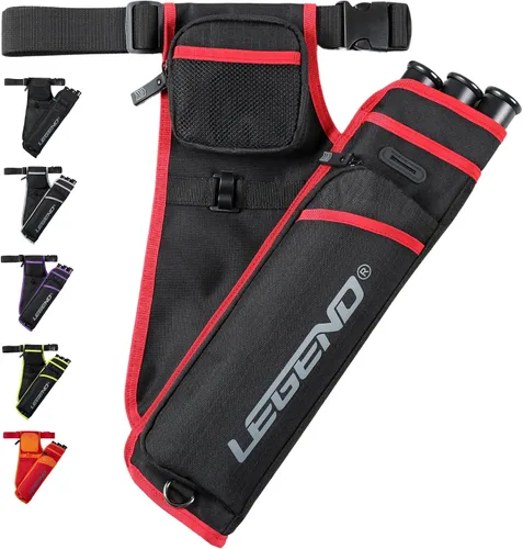 Miniatura 12 de LEGEND First Archery - Funda para flechas, carcaj de cadera con cinturón ajustable y 3 tubos de flecha, material de nailon duradero con ranura en T