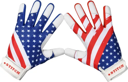 Guantes de bateo Dot Stitch con bandera de EE. UU. para béisbol y sóftbol, guantes de bateo con bandera americana, guantes de béisbol para niños y