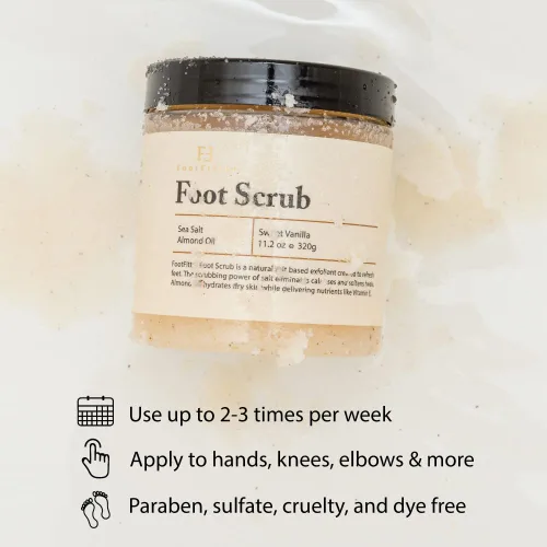 Miniatura 3 de FootFitter Exfoliante natural para pies con sal marina, cuidado de pies exfoliante profundo para piel seca, callos y talones agrietados, suaviza