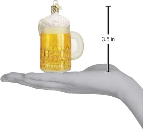 Miniatura 3 de Old World Christmas Taza de vidrio soplado de cerveza para árbol de Navidad, decoración navideña artesanal, colección de cerveza Taza de cerveza