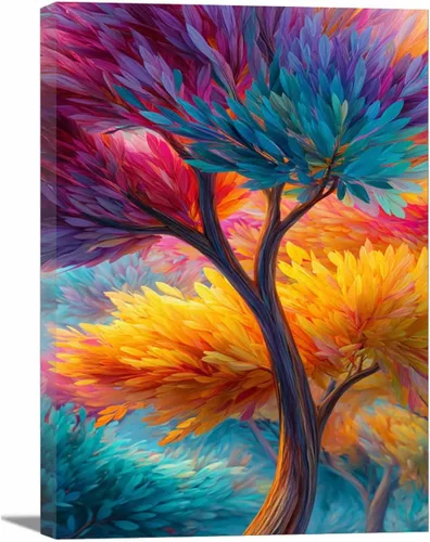 Miniatura 11 de VOCBAN Tree of Life Wall Art The Picture Artwork Canvas Prints Tree Pictures Poster Retro Artwork for Bedroom Living Room Home Decoration(blue blue