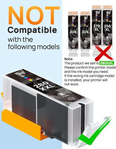 Miniatura 6 de Paquete de 4 cartuchos de repuesto de tinta 280 PGBK 280 XXL para Canon 280 PGBK PGI-280XXL PGI 280 XXL compatible con PIXMA TR8620a TR8622a TR8600