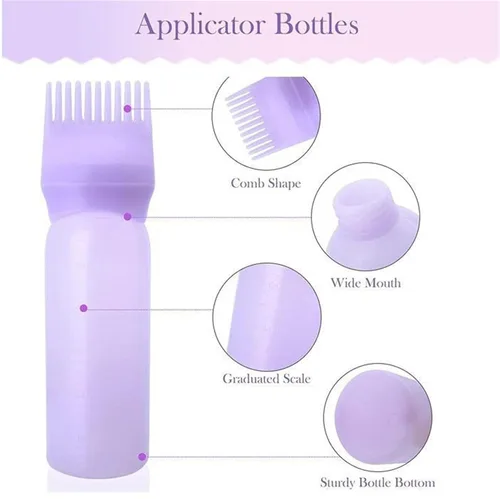 Miniatura 3 de Botella aplicadora de peine de raíz - 1/3 4.1 fl oz botella de champú de teñido de aceite Peine Aplicador de botella de tinte para el cabello