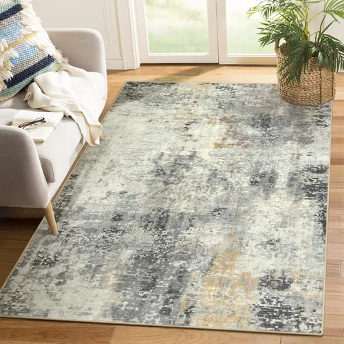 Miniatura 14 de Lahome Alfombra redonda moderna abstracta de 3 pies, color azul, lavable, de 3 x 3 pies, para cocina, entrada, suave, pequeña, antideslizante