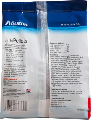 Miniatura 2 de Aqueon Cichlid - Pellets de comida para peces de hundimiento lento, tamaño mediano, 25 onzas