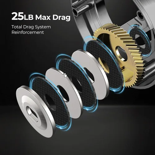 Miniatura 3 de Piscifun Chaos Pro - Carrete de pesca redondo de cebo con cuerpo de aluminio mecanizado CNC, carrete redondo para bagre con un arrastre máximo