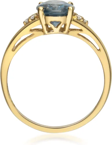 Miniatura 3 de Gin & Grace Anillo de topacio azul Londres de oro amarillo de 10 quilates con diamantes para mujer, joyería hecha a mano con forma de topacio azul