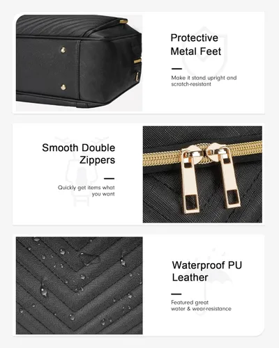 Miniatura 6 de Taygeer Bolso para laptop de 17 pulgadas para mujer, maletín convertible grande acolchado con puerto USB, bolsos de mano impermeables de cuero