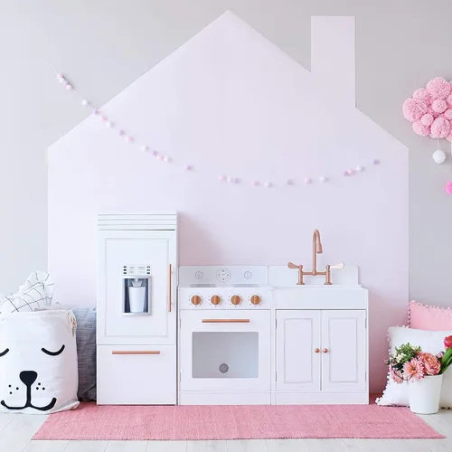 Miniatura 4 de Teamson Kids Little Chef Paris - Cocina modular contemporánea interactiva de madera para jugar con refrigerador, horno, fregadero y espacio