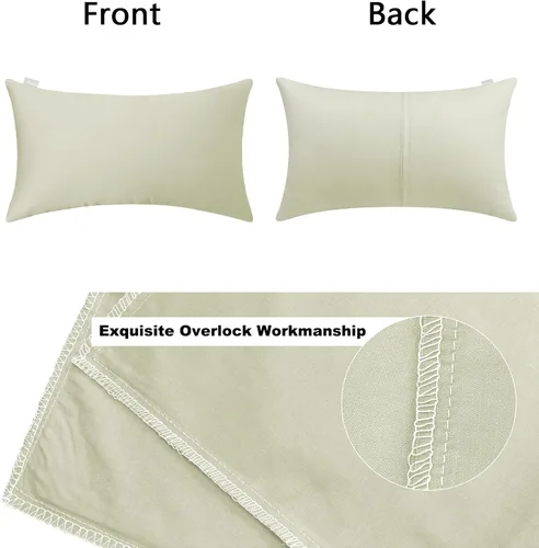 Miniatura 4 de Thmyo - Paquete de 4 fundas de almohada decorativas de 100 % algodón para lumbar, cómodas, sólidas, para Navidad/Halloween, fundas de cojín Blanco
