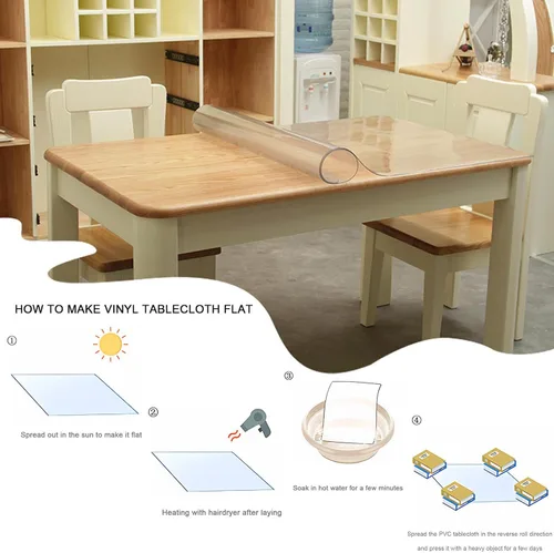 Miniatura 6 de Protector de mesa transparente, 26 x 26 x 26 pulgadas (60/120/140/160/70.9 in), 0.079 in de grosor, película de plástico para mesa, tapete