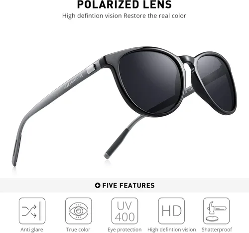 Miniatura 5 de MERRY'S Polarized Sunglasses for Women Men Vintage Retro Classic Round Frame Aluminum Legs S8288
