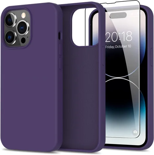 Miniatura 24 de bemal Funda para iPhone 14 Pro con protector de pantalla, silicona líquida de ajuste delgado, forro de microfibra suave, diseñada para mujeres