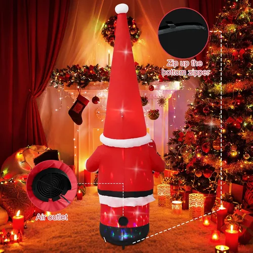 Miniatura 7 de Decoración inflable de Navidad de 7 pies para exteriores, enano con sombrero, decoración inflable de patio con luces LED integradas, adecuado