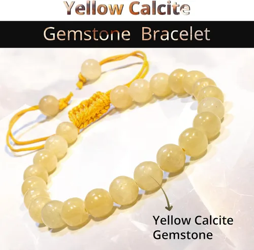Miniatura 113 de Adjustable Crystal Bracelet – Gemstone Bead Bracelet with Adjustable Macrame String – Chic Gemstone Bracelet for Men and Women – 8mm Round Healing