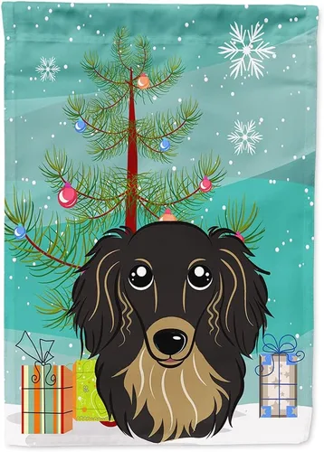 Miniatura 73 de Caroline's Treasures BB1622CHF - Bandera de casa Shih Tzu con árbol de Navidad y gris plateado para porche, grande, para colgar en la pared