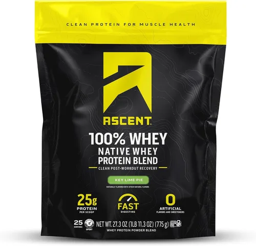 Miniatura 10 de Ascent 100% proteína de suero en polvo – aislado de proteína de suero después del entrenamiento, cero sabores artificiales y edulcorantes, sin soja