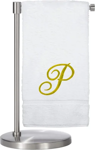 Miniatura 19 de Script R - Toalla de baño con monograma, regalo personalizado, 27 x 54 pulgadas, juego de 1 toalla bordada con texto dorado, 100% algodón turco