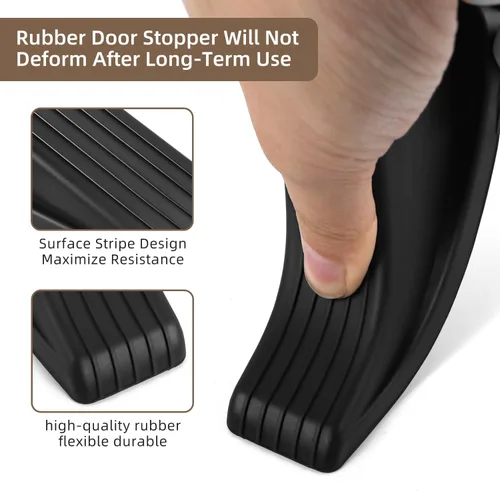 Miniatura 3 de JZWBLILY Topes de puerta para la parte inferior de la puerta en el piso, cuña de tope de puerta de goma premium, topes de puerta apilables Negro