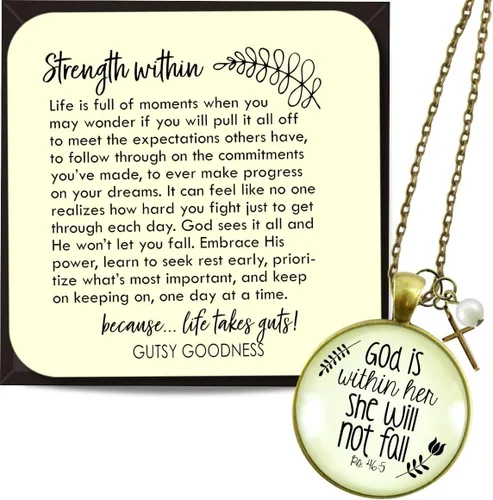 Miniatura 26 de Gutsy Goodness Collar inspirado en la mujer de la fe, colgante hecho a mano con mensaje de esperanza