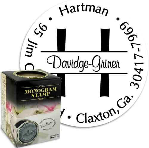 Miniatura 17 de Sello autoentintado con monograma personalizado, regalo perfecto para las fiestas en una elegante caja de regalo. Elige entre 15 colores de tinta