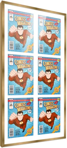 Miniatura 131 de Poster Palooza Marco de cómic con paspartú para 1 cómic de la Edad de Bronce publicado entre 1970 y 1985, marco de cómic negro para cómic de 7.25 x
