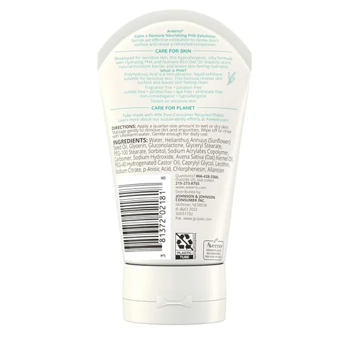 Miniatura 9 de Aveeno Calm + Restore Exfoliante facial nutritivo PHA diario para pieles sensibles, sin fragancia y fórmula de avena no abrasiva para exfoliar