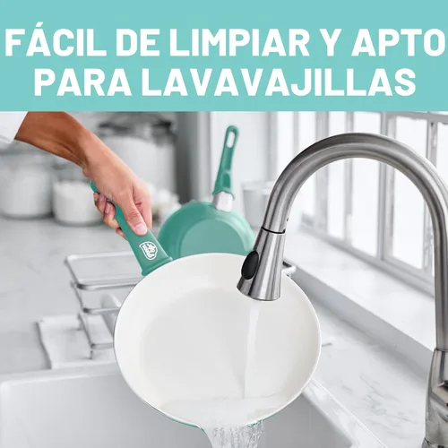 Miniatura 6 de GreenLife Soft Grip - Juego de utensilios de cocina de 16 piezas, cerámica antiadherente no tóxica sin PFAS, ollas, sartenes, salseras, sartén