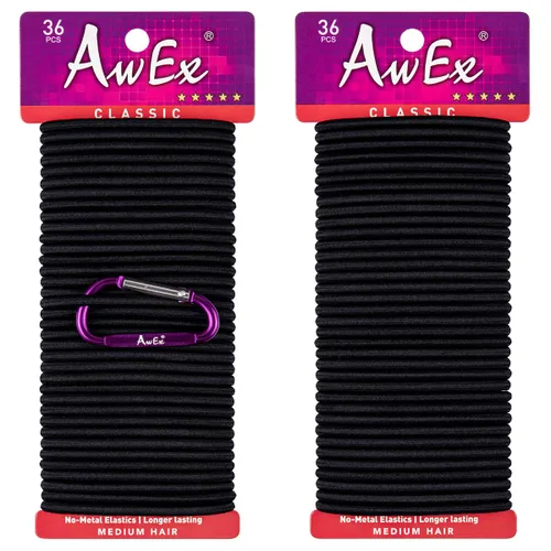 Miniatura 8 de AwEx Bandas negras para cabello fino, 0.12 pulgadas (0.118 in) de grosor, 5.5 pulgadas (5.512 in), lazos para el cabello de bucle regular, sin