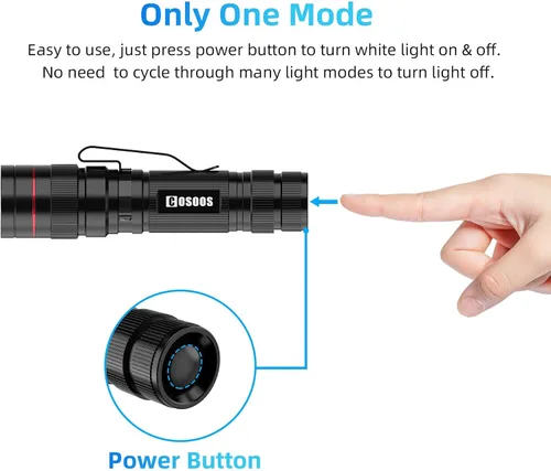 Miniatura 4 de COSOOS 3 linternas LED tácticas mini con clip, linterna AA brillante zoomable de 3.7 pulgadas de alto lúmen, linterna de bolsillo tamaño pluma, 1