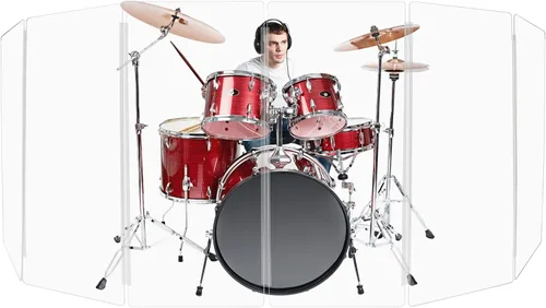 Miniatura 15 de PENNZONI Drum Shield de 4 pies con deflectores y bisagras de plástico, viene con 6 paneles de tambor, bisagras de plástico y conectores
