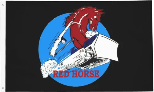 Miniatura 9 de Bandera de la Fuerza Aérea Usaf Red Horse de 3 x 5 pies de doble cara para decoración de interiores con 2 ojales