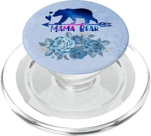 Miniatura 8 de Mama Bear Color Azul Burst Rose Flower Pop Grip para mamá mamá PopSockets PopGrip: agarre intercambiable para teléfonos y tabletas