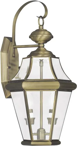 Miniatura 11 de Livex Lighting 2261-91 Georgetown - Farol de pared para exteriores, 2 luces, níquel cepillado