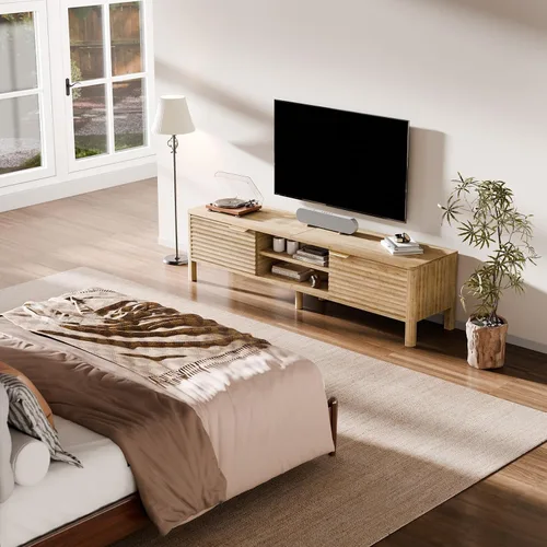 Miniatura 7 de IKALIFE Soporte de TV para sala de estar, televisores de hasta 65 pulgadas, centro de entretenimiento moderno de mediados de siglo