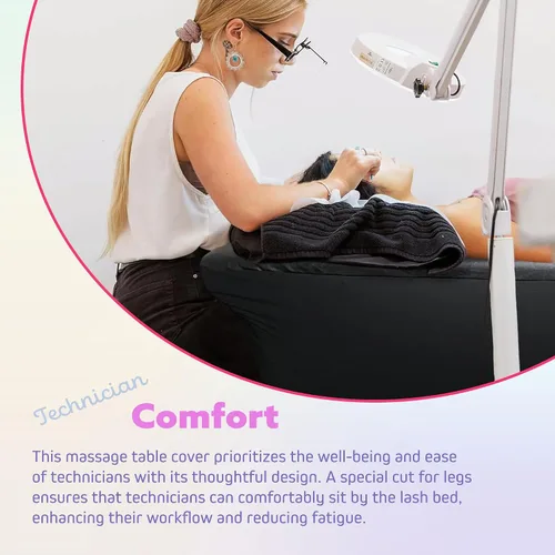 Miniatura 7 de Funda de cama de pestañas, cubierta impermeable de cuero artificial para mesa de masaje, protector de cera ajustable para cama de esteticista
