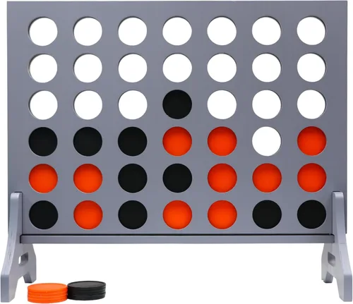 Miniatura 34 de Juego gigante 4 en una fila para familia y adultos – Tailgating Pros Jumbo de madera gris cuatro en una fila juego de patio para interiores