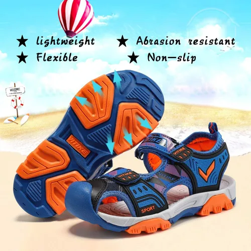 Miniatura 6 de JMFCHI Sandalias deportivas para niños, sandalias deportivas para exteriores, senderismo, atléticas, sandalias de playa con punta cerrada, zapatos