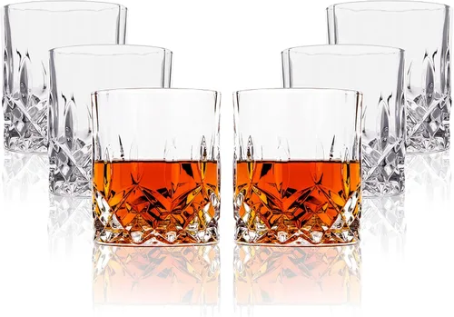 Miniatura 6 de LEMONSODA - Juego de vasos de whisky estilo antiguo con corte de cristal, 2, 4, 6-12 unidades de 10 onzas, vasos de roca ultra transparentes