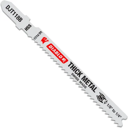 Diablo Hojas de sierra de calar de acero de alta velocidad para metal grueso, vástago en T, longitud de 3-5/8 pulgadas, diseño de dientes de acero