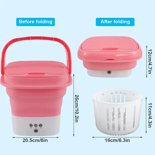 Miniatura 2 de Lavadora portátil, mini lavadora plegable y secadora de centrifugado, pequeña lavadora de cubo plegable para camping, RV, viajes, espacios pequeños
