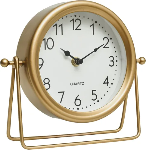Miniatura 10 de EMAX HOME Reloj de escritorio y estante negro pequeño, 5.9 x 6.9 pulgadas, retro, elegante, reloj de mesa con cubierta de cristal, silencioso sin
