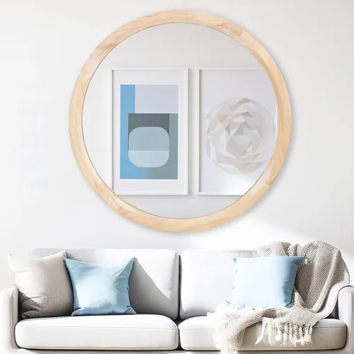 Miniatura 15 de MAGFLERUM Juego de 2 espejos redondos de madera de 17" - Espejo de pared bohemio de círculo pequeño para guardería, decoración para dormitorio, sala