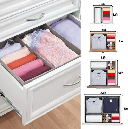 Miniatura 3 de Criusia Organizador plegable de cajones para ropa interior, divisores de armario, caja de almacenamiento para ropa, calcetines (6 contenedores, gris)
