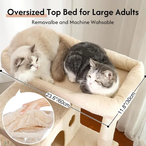 Miniatura 4 de Árbol grande XXL para gatos de 70 pulgadas de alto, resistente para gatos Maine Coon y gatos grandes, más de 20 libras, cama superior y hamaca, 2