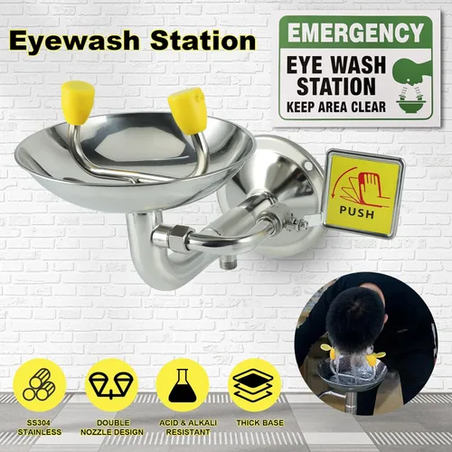 Miniatura 2 de Estación de lavado de ojos de emergencia montada en la pared, kit de estación de lavado de ojos portátil de primeros auxilios Yeipower de acero