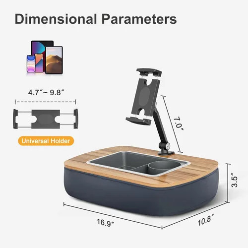 Miniatura 7 de ERGONOV Almohada de frijoles para tableta portátil, soporte ajustable para iPad con cuenco para snacks, clip giratorio de 360° para Kindle, teléfono