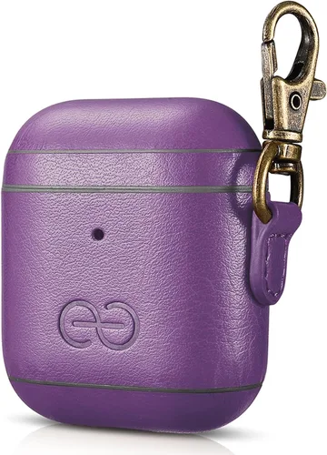 Miniatura 18 de Dreem Om - Funda para estuche con clip para llavero compatible con AirPods 1 y 2, funda de cuero vegano para Airpods para hombres y mujeres, Negro