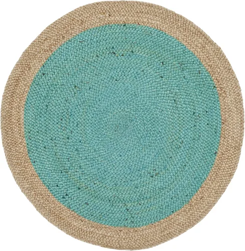 Miniatura 36 de SAFAVIEH Alfombra de Área Redonda de 10' - Colección de Fibra Natural - Verde y Marrón Natural, Yute Hecho a Mano, Diseño de Borde Trenzado (NF801G)