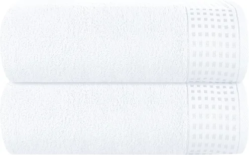 Miniatura 35 de GLAMBURG Juego de 2 toallas de baño de gran tamaño 100% algodón, 28 x 55 pulgadas, ultra suaves, altamente absorbentes, compactas, de secado rápido
